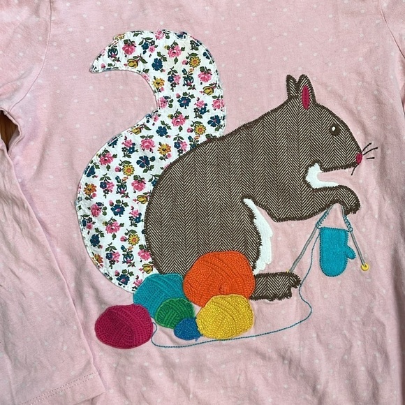 Mini Boden size 6-7 Squirrel Lightweight Pink Polka Dot Long Sleeve Cotton Top - Picture 3 of 5